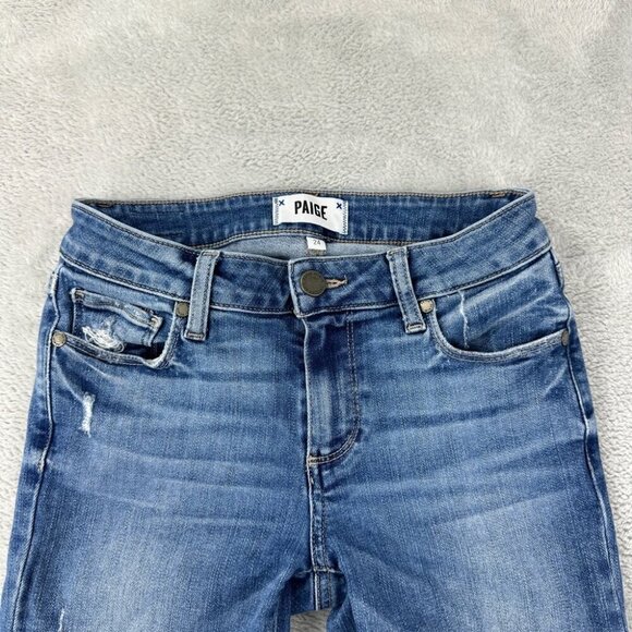 Paige Verdugo Ankle Blue Denim Distressed Jeans 24x27 - Picture 8 of 13